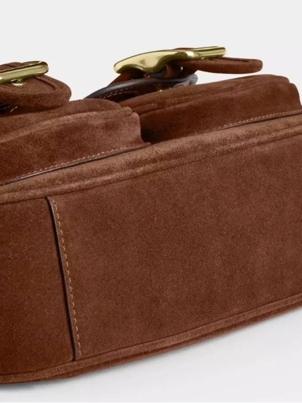 Coach New Fall Y2K Brown Suede Shoulder Bag Gold Hardware Baguette Sexy Bar Bag - Picture 5 of 12